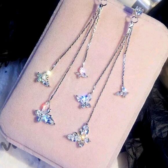 Women Jewelry Earrings Jewelry - Diamond 💎 Butterfly Dangle  Earrings -  Womens Jewelry